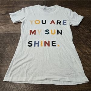 Jaanuu White T-Shirt You Are My Sunshine Colorful Grapic Tee Shirt Cotton Top XS